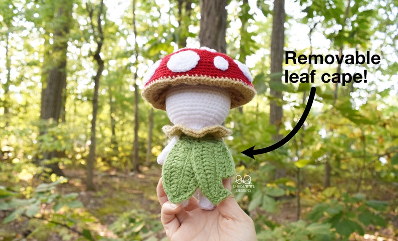 Crochet Mushroom doll, Stem and Caterpillar Bundle PATTERN, Prince KINOKO and KAT, interactive mushroom decor, amigurumi English Pattern image 5
