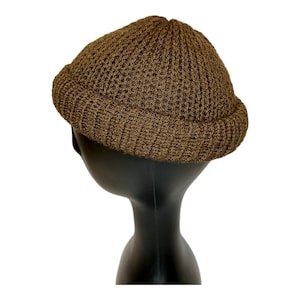 Brown Roll up Docker Beanie, Docker Kufi, Fisherman Beanie, Rolled Kufi, Knit Docker, Knit Hat, Skull Cap