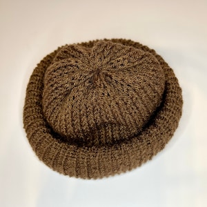 Brown Roll up Docker Beanie, Docker Kufi, Fisherman Beanie, Rolled Kufi, Knit Docker, Knit Hat, Skull Cap image 2