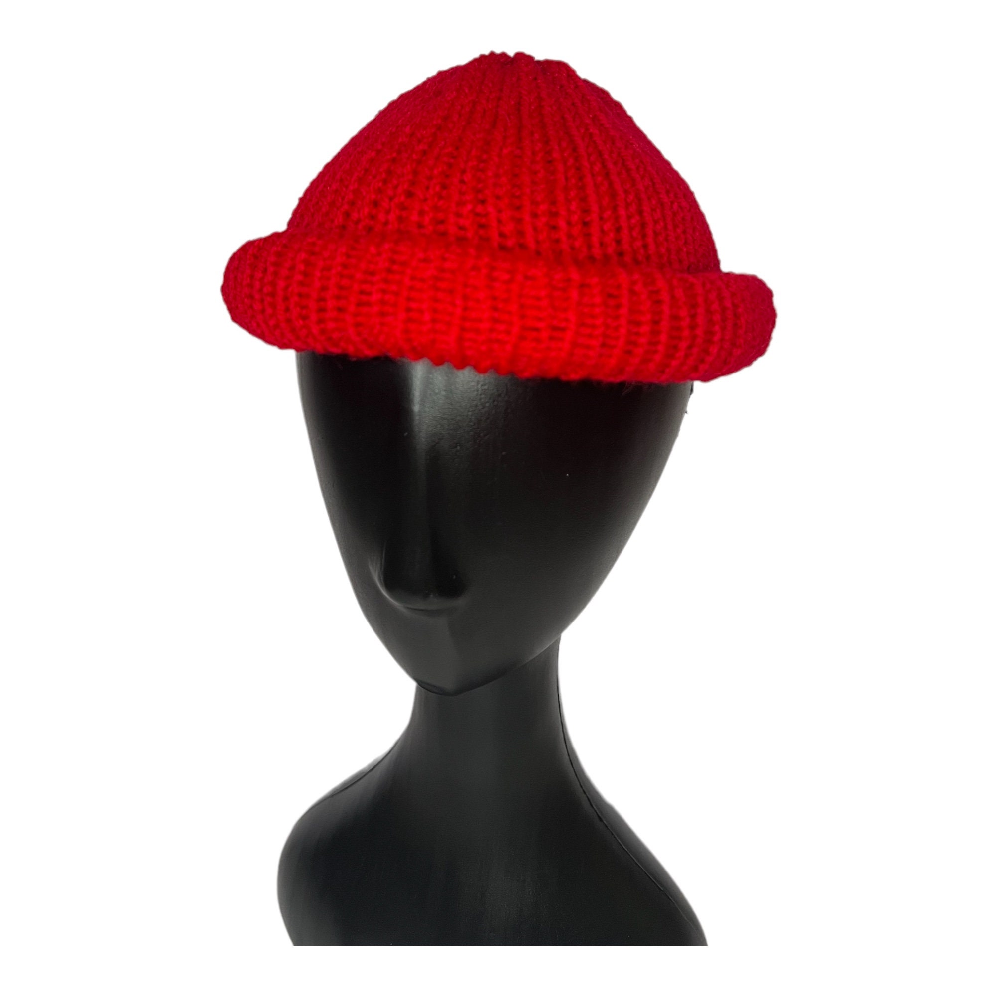 Red Roll up Knit Beanie Fisherman Hat - Etsy