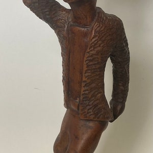 vintage 1940's Black Americana Hand Carved Wood Loader Man Figurine