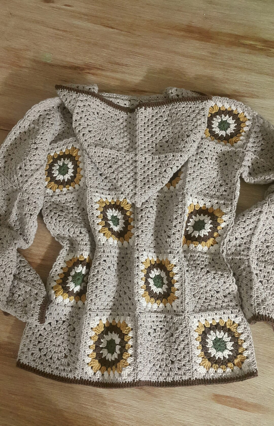 Granny Square Hooded Cardigan, Granny Square Crochet Jacket, Patchwork