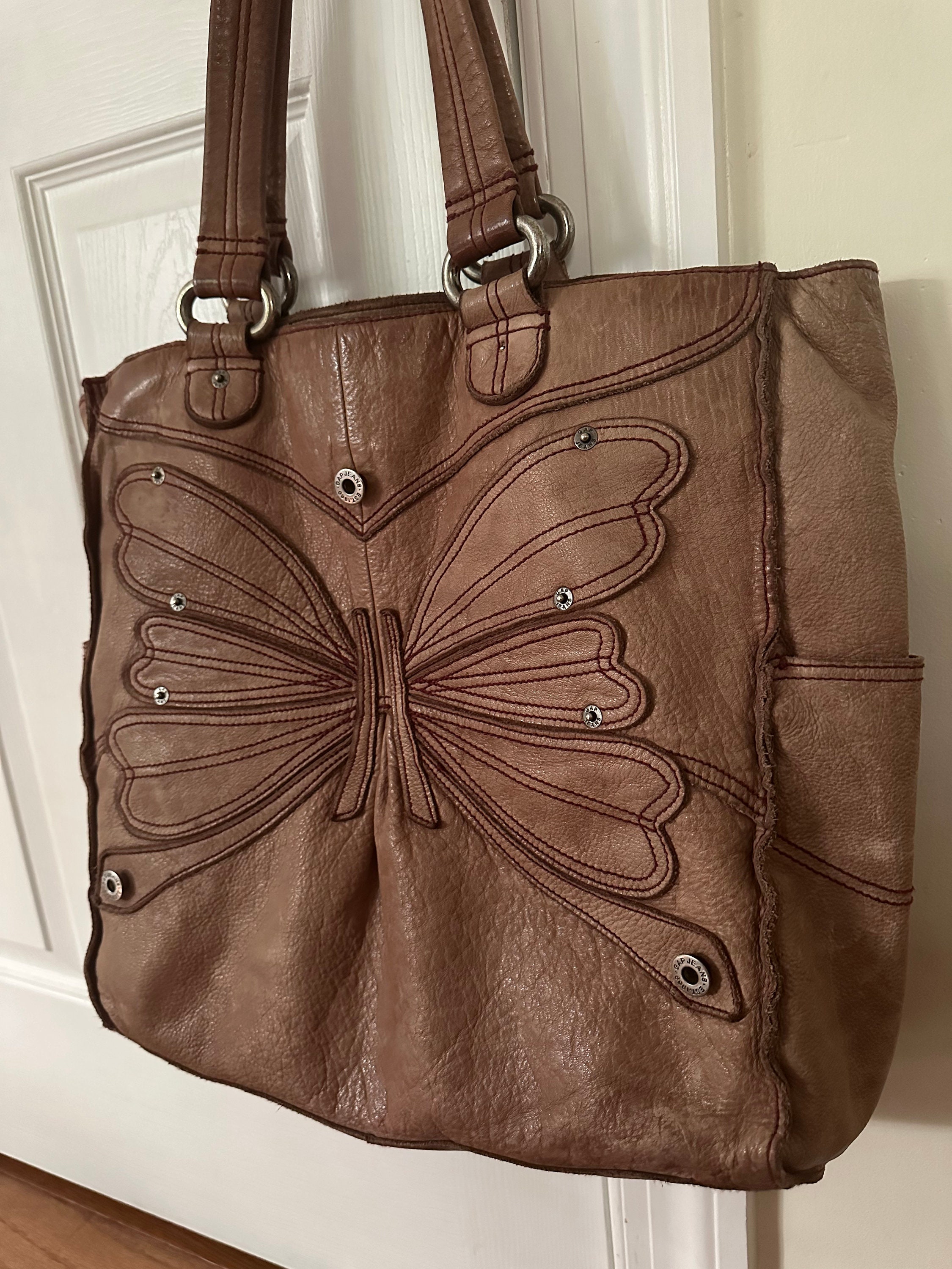Gap leather handbags deals