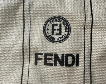 Fendi dust bag shoes sleeper storage travel duster drawstring made in Italy 19x19” logo gold metal bead  string