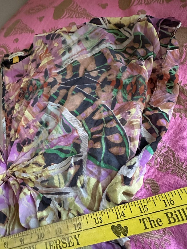 Anthropologie Leifsdottir 100% Silk Mini Dress butterfly bohemian sz 8 tie dye image 11