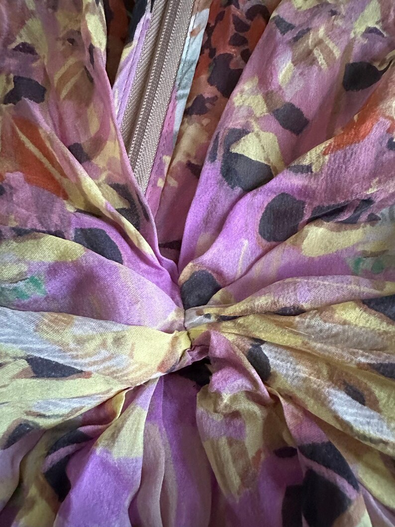 Anthropologie Leifsdottir 100% Silk Mini Dress butterfly bohemian sz 8 tie dye image 10