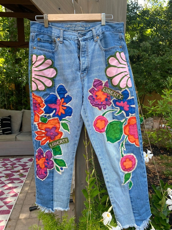 2024 New Purple Brand jeans with high street patches for vintage patch pants