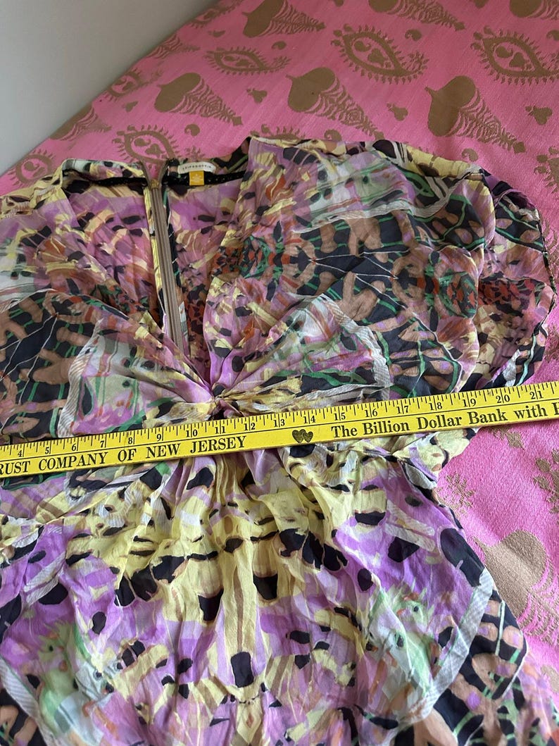 Anthropologie Leifsdottir 100% Silk Mini Dress butterfly bohemian sz 8 tie dye image 9