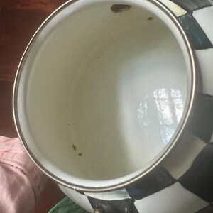MacKenzie-Childs teapot Black & White Check MISSING Lid project decor damaged wooden handle large zdjęcie 5