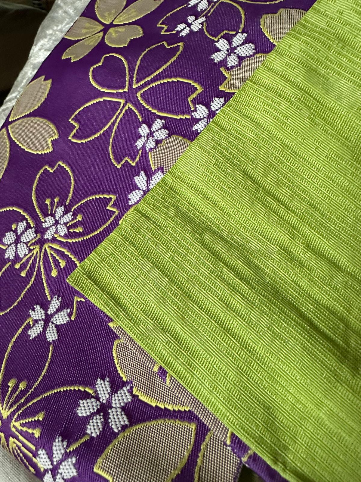 Japanese Kimono Belt Floral Purple Lime Green 6 X152 Lilac  display picture 1