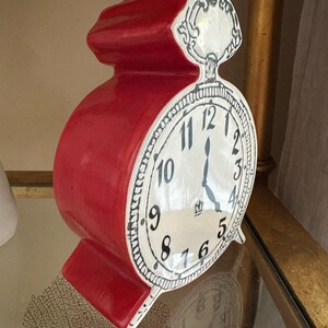 Anthropologie Tick Tock Clock MOLLY HATCH Red Ceramic, White Face image 8