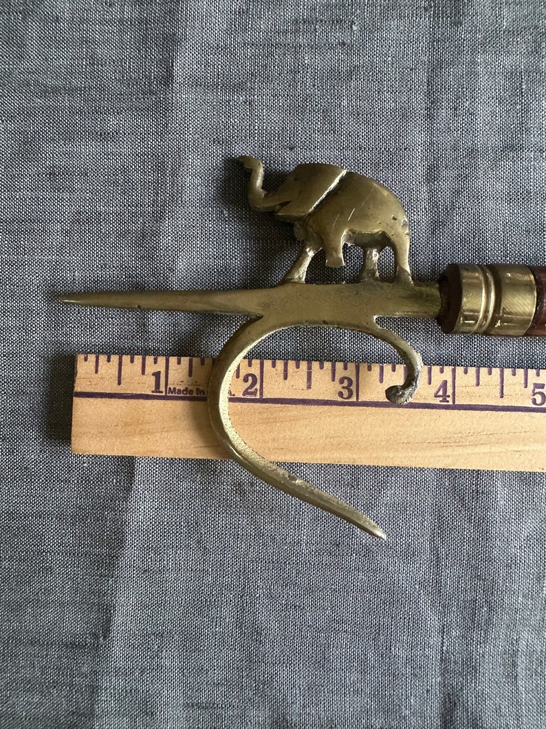 Antique Ankus Mahout Hook Goad Elephant Controller India Wood Brass 18. ...