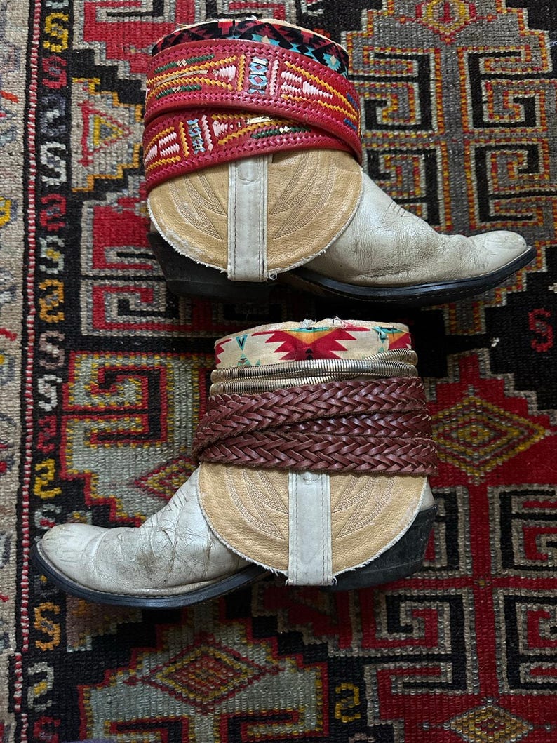 Upsicled cowboy boots boho bohemian booties feather reworked sz 8 free people ivory western rare unique leather reworked one of a kind woman image 2
