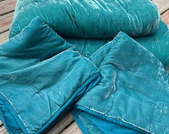 Opalhouse Velvet Comforter king Quilt Jewel Teal, set of 3, two euro shams pillow cases bohemian turquoise bed cover boho luxurious