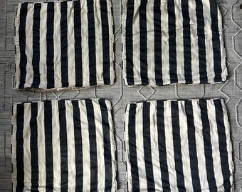 Vintage black ivory striped throw pillow covers shams set of 4 lot 20x18” fun funky couch decor