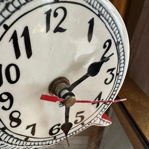 Anthropologie Tick Tock Clock MOLLY HATCH Red Ceramic, White Face image 3
