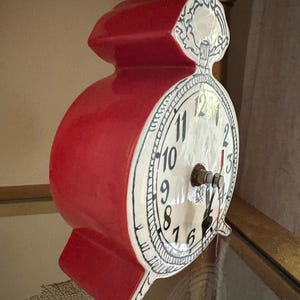 Anthropologie Tick Tock Clock MOLLY HATCH Red Ceramic, White Face image 7