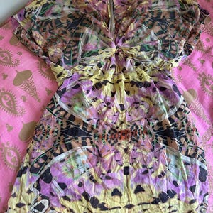 Anthropologie Leifsdottir 100% Silk Mini Dress butterfly bohemian sz 8 tie dye image 8