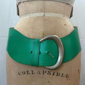 Vintage Wide Leather Hip Belt Statement 80s 90s green silver EDWARDS rare Vintage Wide Leather Hip Belt Statement 80s | Mercari main image 4