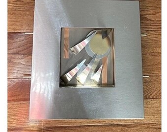 Curtis JERE Mixed Metal wall sculpture Cubism Abstract Modernist MCM 16”