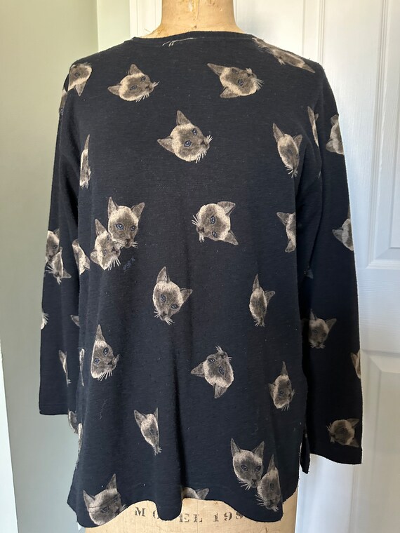 Vintage Krizia Poi  CAT Pullover Sweater M Siames… - image 2