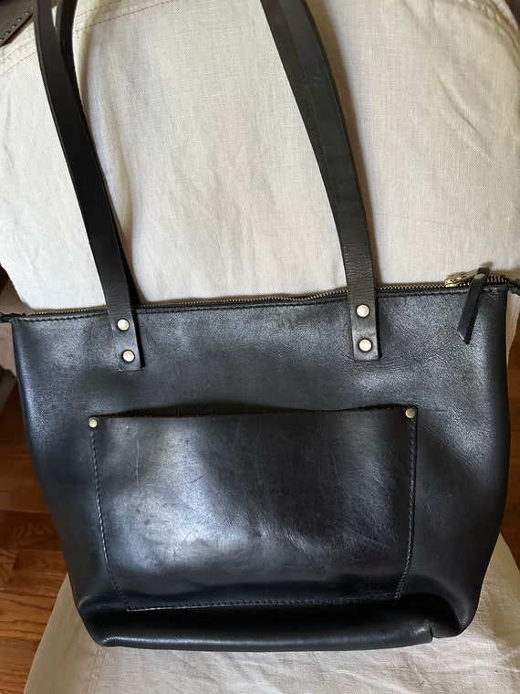 Portland handmade leather goods medium size tote blac… - Gem