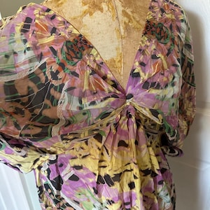Anthropologie Leifsdottir 100% Silk Mini Dress butterfly bohemian sz 8 tie dye image 7