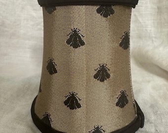 French country style mini lampshade napoleonic bee gold black tan small 4” tan clip on