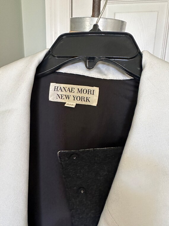 Vintage Hanae Mori Black Gray White Wool Coat Dre… - image 9