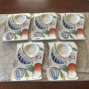 Villeroy & Boch New Wave caffe Espresso Saucers set of 5 Jungle 6.5x5” Germany