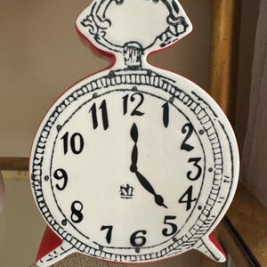 Anthropologie Tick Tock Clock MOLLY HATCH Red Ceramic, White Face image 6