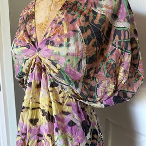Anthropologie Leifsdottir 100% Silk Mini Dress butterfly bohemian sz 8 tie dye image 5