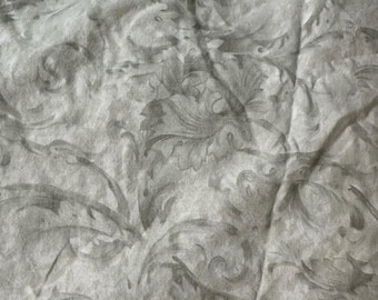 Nancy Koltes LUXURY LINENS full Duvet Cover Italy striped floral gray green cream
