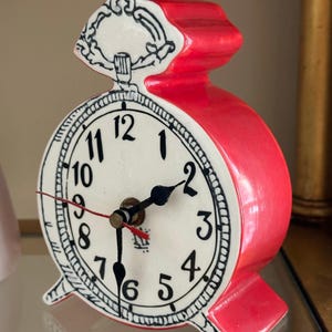 Anthropologie Tick Tock Clock MOLLY HATCH Red Ceramic, White Face image 15