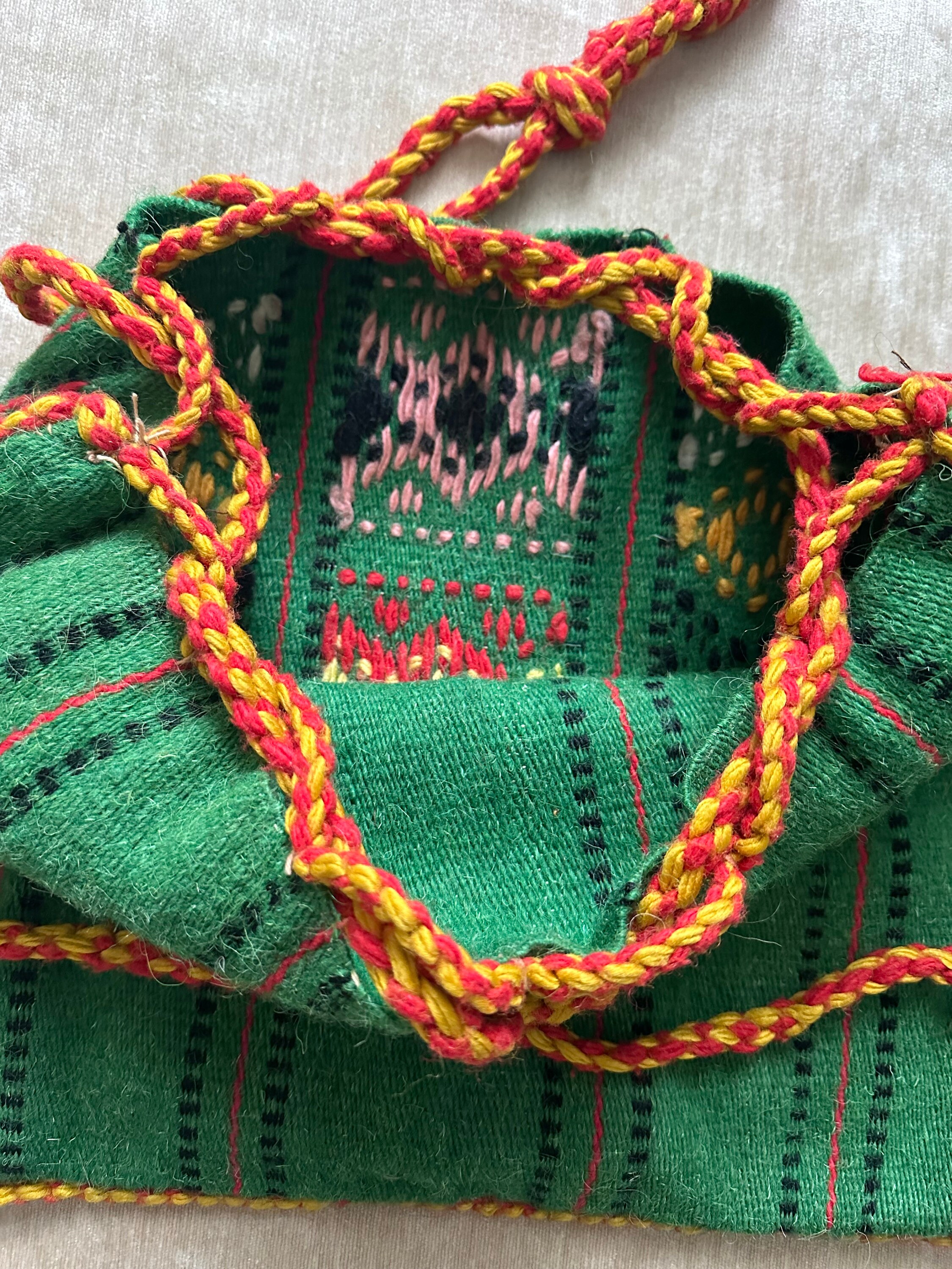 Vintage Wool Southwest Boho Backpack Vintage Wool Backpack Woven BOHO Ethnic Hippie Shoulder Tote  main image 4