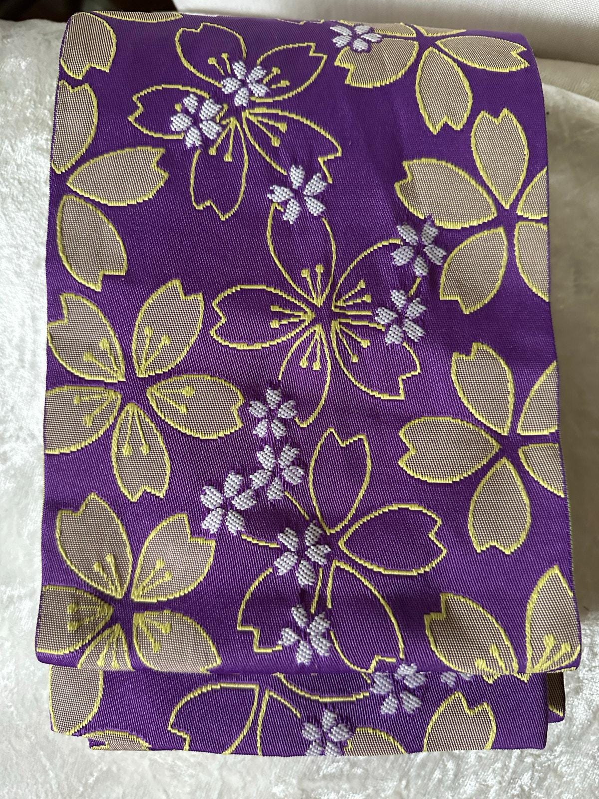 Japanese Kimono Belt Floral Purple Lime Green 6 X152 Lilac  display picture 3