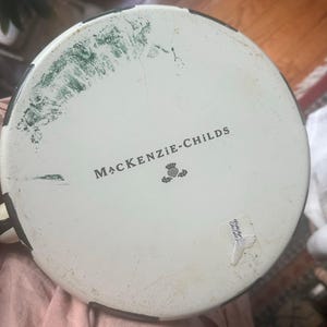 MacKenzie-Childs teapot Black & White Check MISSING Lid project decor damaged wooden handle large zdjęcie 8