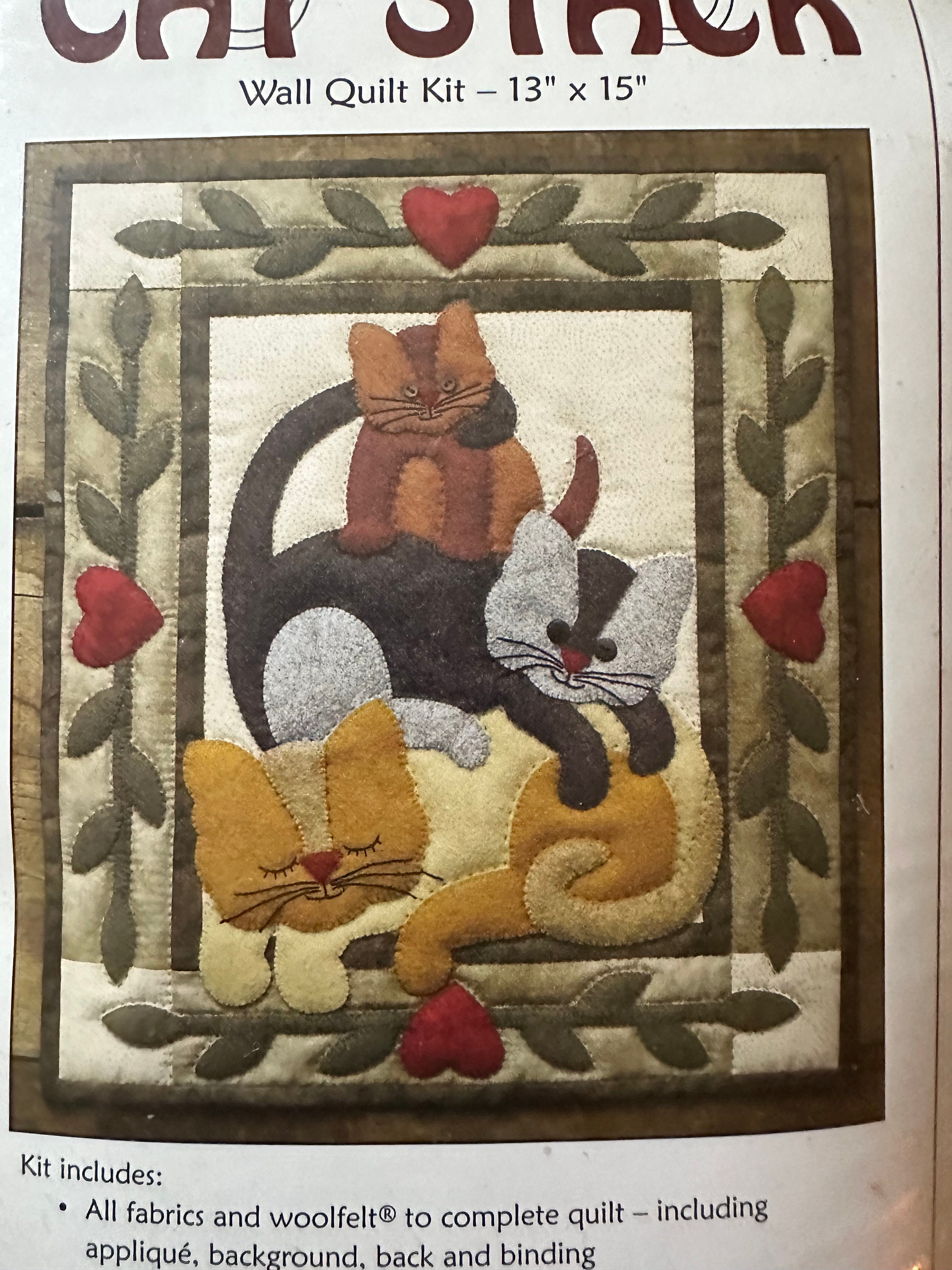 Vintage Cat Stack Wall Hanging Quilt Kit Rachel's of Greenfield 13x15 ...