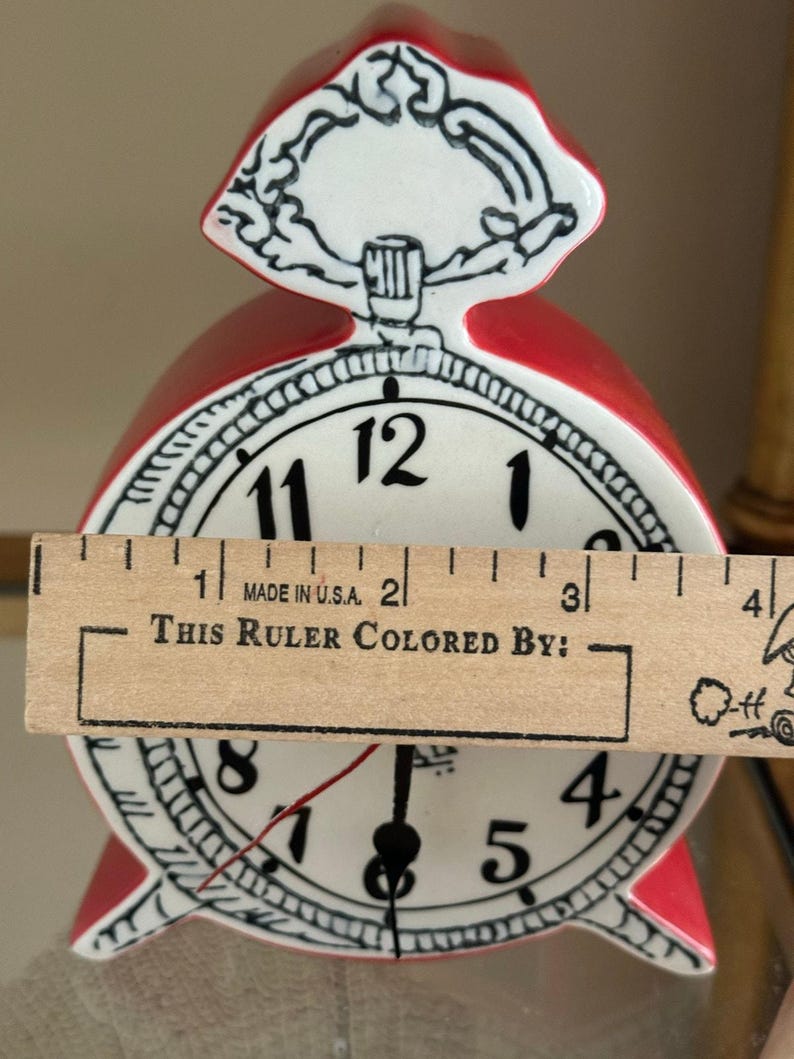Anthropologie Tick Tock Clock MOLLY HATCH Red Ceramic, White Face image 14