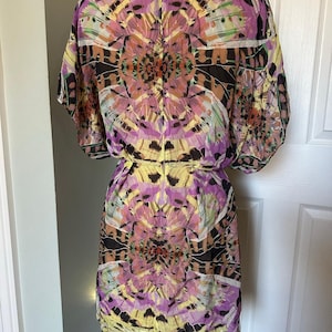 Anthropologie Leifsdottir 100% Silk Mini Dress butterfly bohemian sz 8 tie dye image 3