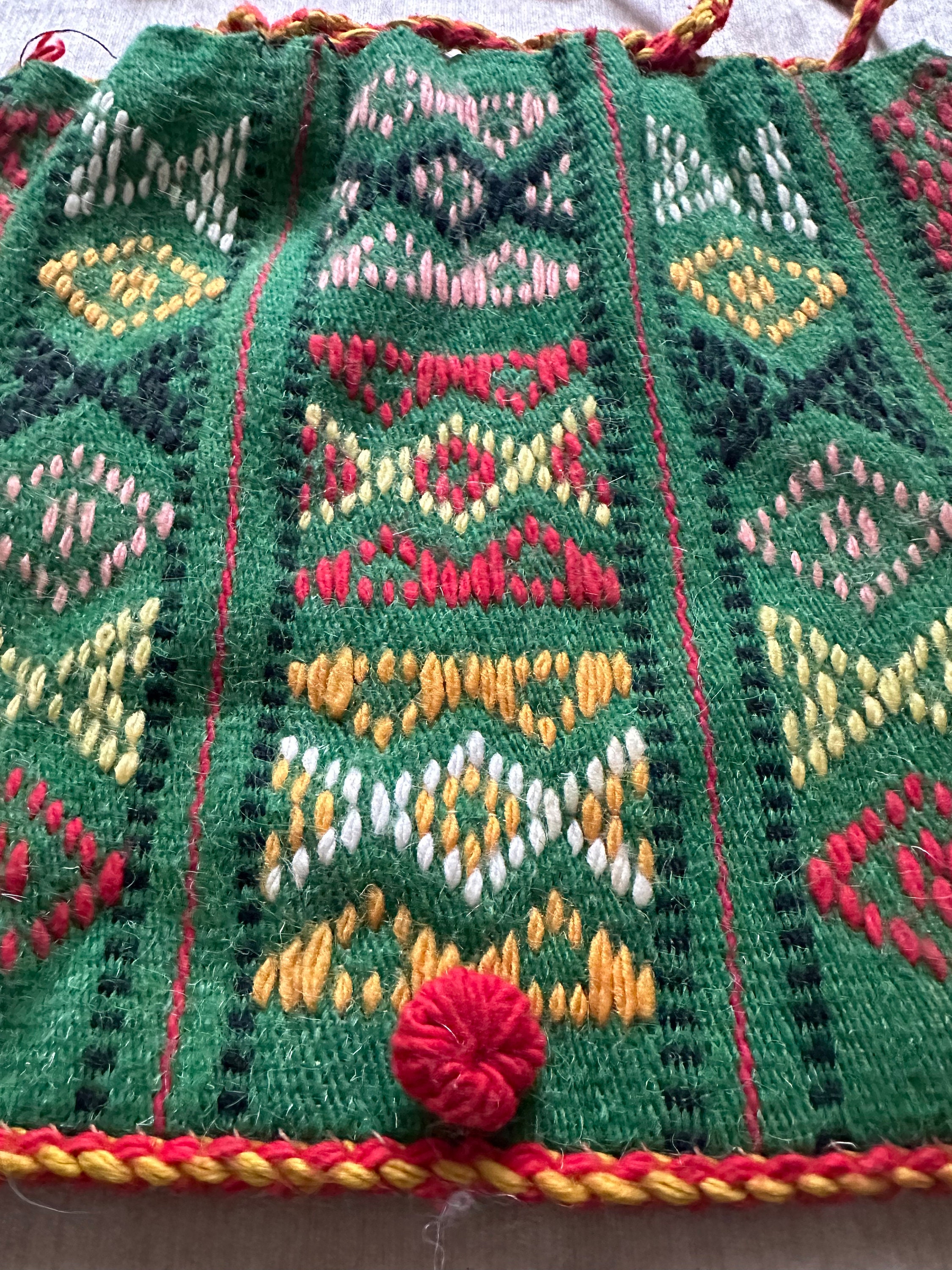 Vintage Wool Backpack Woven BOHO Ethnic Hippie Shoulder Tote  display picture 3