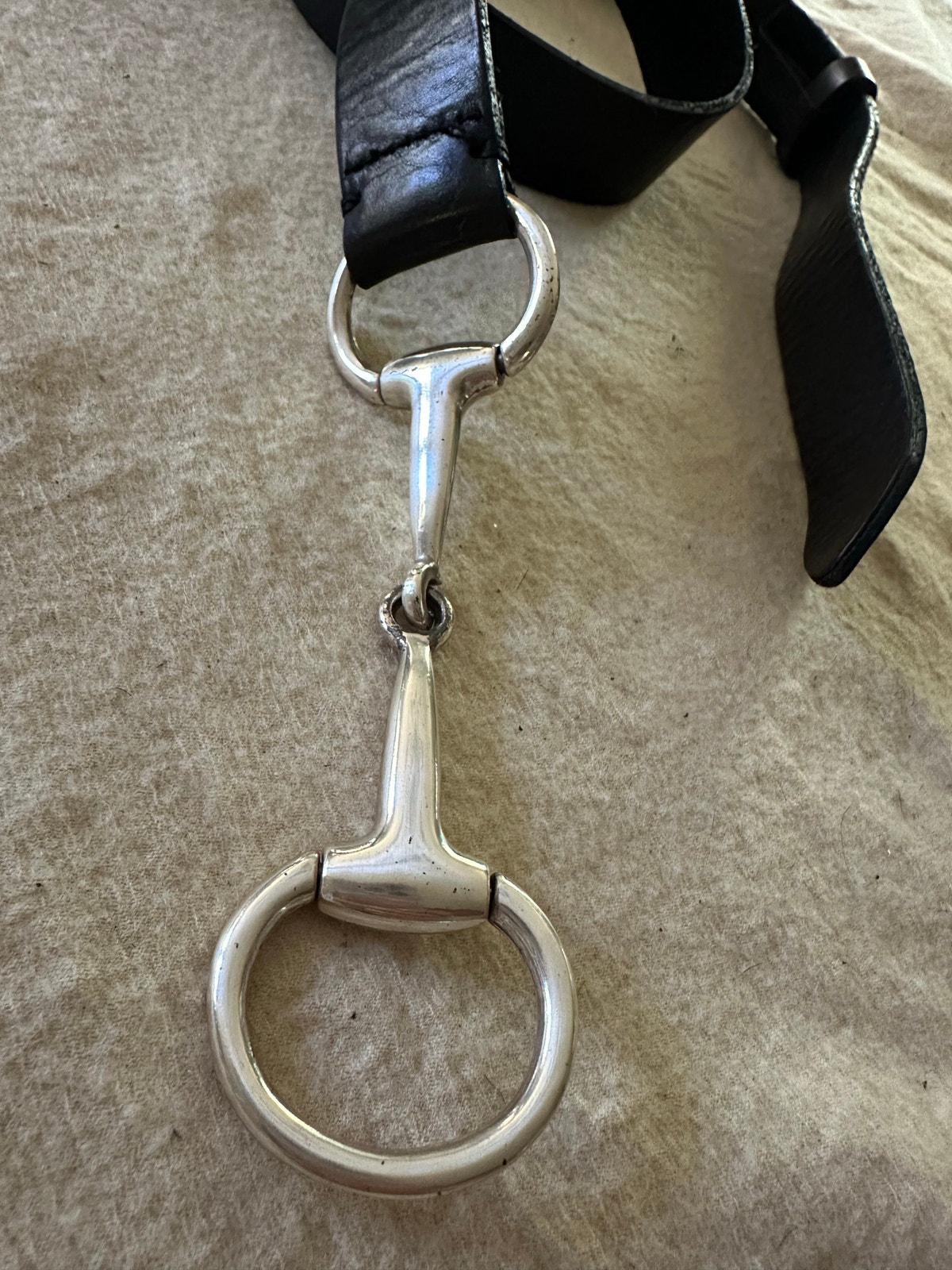 Black Leather Equestrian Bit Belt Silver Horsebit Buckle Adjustable XL Chic Hadley Black Horse Bit Belt | Avara main image 4