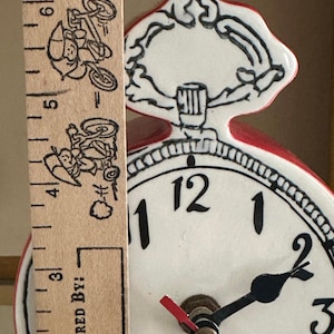 Anthropologie Tick Tock Clock MOLLY HATCH Red Ceramic, White Face image 9