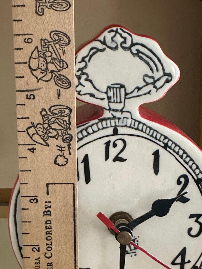 Anthropologie Tick Tock Clock MOLLY HATCH Red Ceramic, White Face image 9