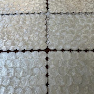 6 Vintage Capiz Shell Placemats Mother of Pearl Rectangular Cork Back table19x13 luxurious fine dining tea party elegant ivory nautical