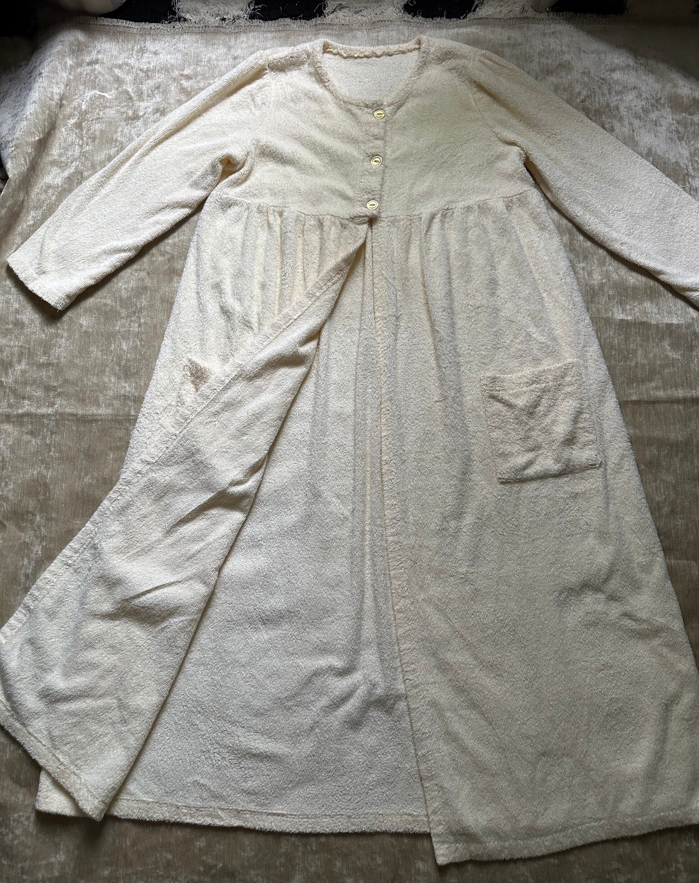 Vintage Terry Cloth Spa Bath Robe 100%cotton Pockets Button - Etsy