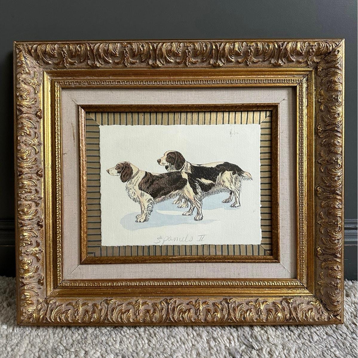 Vintage Kinder Harris Framed Art Print Storks Birds Asian