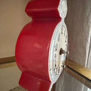 Anthropologie Tick Tock Clock MOLLY HATCH Red Ceramic, White Face image 2