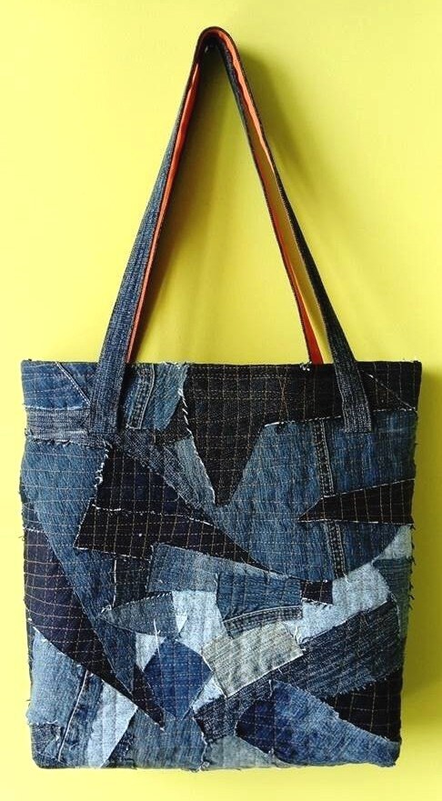 Used Denim Handbag / Denim Patchwork Bag / Jeans Patchwork - Etsy