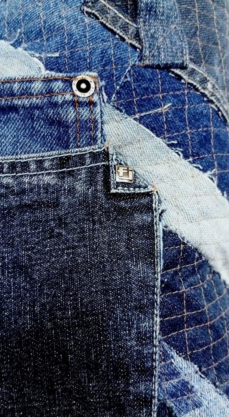 Used Denim Handbag / Denim Patchwork Bag / Jeans Patchwork Etsy